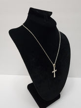 Load image into Gallery viewer, 18K ITALIAN WHITE GOLD PLATED CROSS PENDANT & NECKLACE
