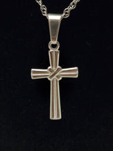 Load image into Gallery viewer, 18K ITALIAN WHITE GOLD PLATED CROSS PENDANT & NECKLACE