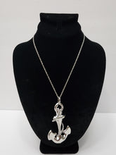 Load image into Gallery viewer, 18K ITALIAN WHITE GOLD PLATED LARGE ANCHOR PENDANT & NECKLACE