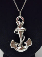 Load image into Gallery viewer, 18K ITALIAN WHITE GOLD PLATED LARGE ANCHOR PENDANT & NECKLACE