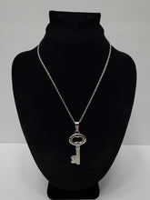 Load image into Gallery viewer, 18K ITALIAN WHITE GOLD PLATED KEY PENDANT & NECKLACE
