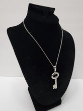 Load image into Gallery viewer, 18K ITALIAN WHITE GOLD PLATED KEY PENDANT & NECKLACE
