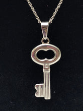 Load image into Gallery viewer, 18K ITALIAN WHITE GOLD PLATED KEY PENDANT & NECKLACE