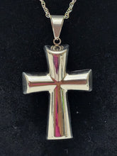 Load image into Gallery viewer, 18K ITALIAN WHITE GOLD PLATED CHUNKY CROSS PENDANT & NECKLACE