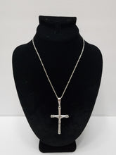 Load image into Gallery viewer, 18K ITALIAN WHITE GOLD PLATED CROSS PENDANT & NECKLACE