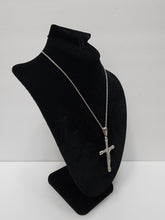 Load image into Gallery viewer, 18K ITALIAN WHITE GOLD PLATED CROSS PENDANT & NECKLACE