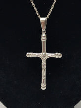 Load image into Gallery viewer, 18K ITALIAN WHITE GOLD PLATED CROSS PENDANT & NECKLACE