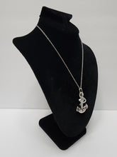 Load image into Gallery viewer, 18K ITALIAN WHITE GOLD PLATED SMALL ANCHOR PENDANT & NECKLACE