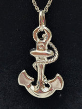 Load image into Gallery viewer, 18K ITALIAN WHITE GOLD PLATED SMALL ANCHOR PENDANT & NECKLACE