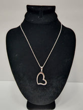 Load image into Gallery viewer, 18K ITALIAN WHITE GOLD PLATED OPEN HEART PENDANT & NECKLACE