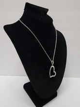 Load image into Gallery viewer, 18K ITALIAN WHITE GOLD PLATED OPEN HEART PENDANT & NECKLACE
