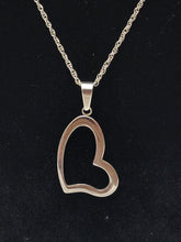 Load image into Gallery viewer, 18K ITALIAN WHITE GOLD PLATED OPEN HEART PENDANT & NECKLACE