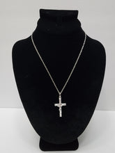 Load image into Gallery viewer, 18K ITALIAN WHITE GOLD PLATED CROSS PENDANT & NECKLACE