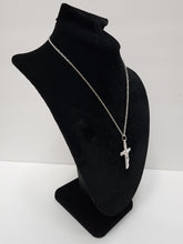 Load image into Gallery viewer, 18K ITALIAN WHITE GOLD PLATED CROSS PENDANT & NECKLACE