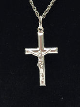 Load image into Gallery viewer, 18K ITALIAN WHITE GOLD PLATED CROSS PENDANT & NECKLACE