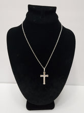 Load image into Gallery viewer, 18K ITALIAN WHITE GOLD PLATED CROSS PENDANT & NECKLACE