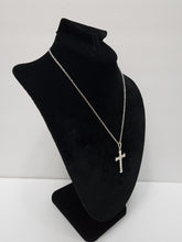Load image into Gallery viewer, 18K ITALIAN WHITE GOLD PLATED CROSS PENDANT & NECKLACE