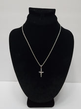Load image into Gallery viewer, 18K ITALIAN WHITE GOLD PLATED CROSS PENDANT & NECKLACE