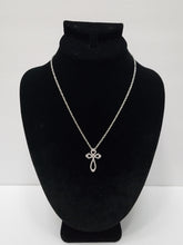 Load image into Gallery viewer, 18K ITALIAN WHITE GOLD PLATED CZ CROSS PENDANT & NECKLACE