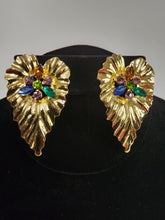 Load image into Gallery viewer, 18K Gold Plated Leaf Colored CZ Earring