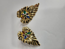 Load image into Gallery viewer, 18K Gold Plated Leaf Colored CZ Earring