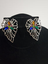 Load image into Gallery viewer, 18K White Gold Leaf Colored CZ Earring