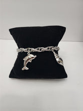 Load image into Gallery viewer, 18K White Gold Plated Fish Charm Braclet
