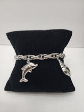 Load image into Gallery viewer, 18K White Gold Plated Fish Charm Braclet