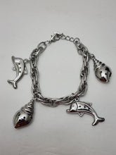 Load image into Gallery viewer, 18K White Gold Plated Fish Charm Braclet