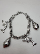 Load image into Gallery viewer, 18K White Gold Plated Fish Charm Braclet