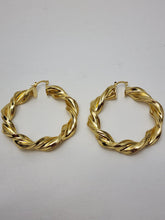 Load image into Gallery viewer, 18K Italian Gold Plated Twisted Hoop Earring