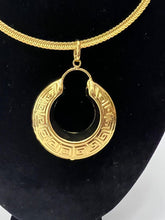Load image into Gallery viewer, 18K GOLD PLATED PARTY CHUNKY HOOP EARRING, CORD NECKLACE & PENDANT SET