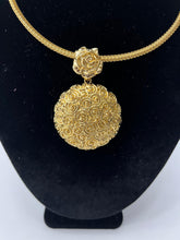 Load image into Gallery viewer, 18K GOLD PLATED FLOWERED PARTY EARRING, CORD NECKLACE & PENDANT SET