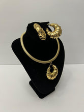 Load image into Gallery viewer, 18K GOLD PLATED PARTY CHUNKY HOOP EARRING, CORD NECKLACE & PENDANT SET
