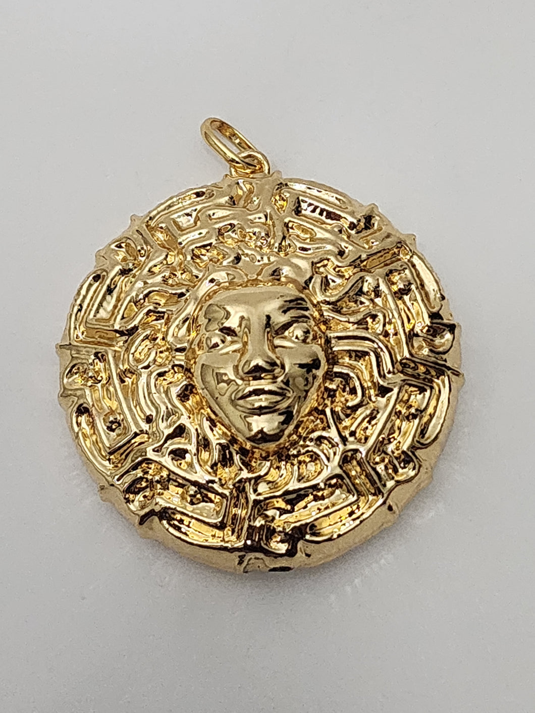 18K Italian Gold Plated Bold Face Pendant