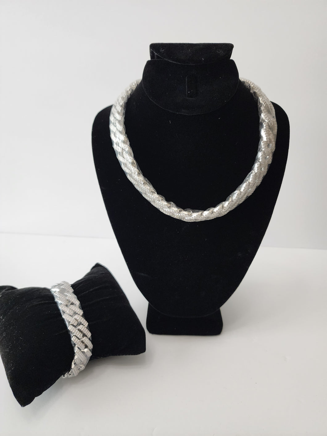 Sliver CZ Bling Iced Necklace and Bracelet Set