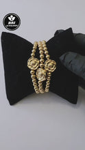Load and play video in Gallery viewer, 18K Gold Plated Beaded Elastic Bracelet "Diamondcut"
