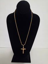 Load image into Gallery viewer, 18K Gold Plated Simple 24" Thinny Twisted Rope Necklace with Cross Pendant
