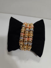 Load image into Gallery viewer, 18K Gold Plated 3 Tone 3 in 1 Beaded Elastic Bracelet
