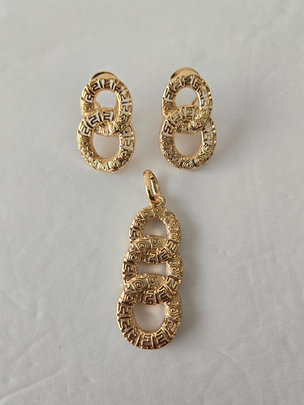 18K Italian Gold Plated Earring and Pendant Set