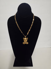 Load image into Gallery viewer, 18K Gold Plated Blade Necklace with Big Teddy Bear
