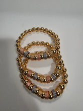 Load image into Gallery viewer, 18K Gold Plated 3 Tone 3 in 1 Beaded Elastic Bracelet
