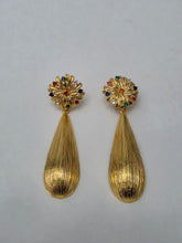 Load image into Gallery viewer, 18K Gold Plated Drop Earring with Mult Color CZ stone
