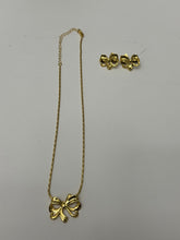 Load image into Gallery viewer, 18K Gold Plated Simple Bow Necklace and Earring Set
