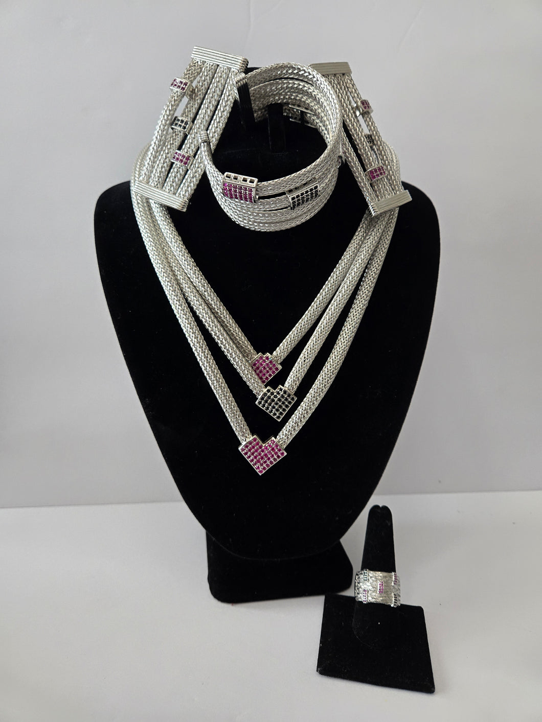 18K White Gold Plated 4 in 1 Set