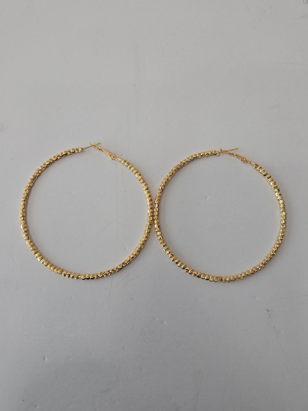 18K Gold Plated Beaded Hoop Earring