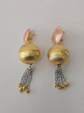 Load image into Gallery viewer, 18K Gold Plated 3 Tone Drop and Tassel Earring

