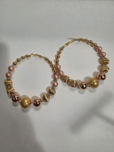 Load image into Gallery viewer, 18K Gold Plated 3 Tone Beaded Bold Hoop Earring
