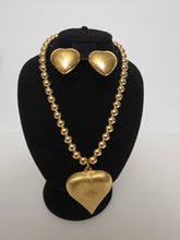 Load image into Gallery viewer, 18K Gold Plated Bold  Ball Necklace with Love/Heart Earring and Pendant Set
