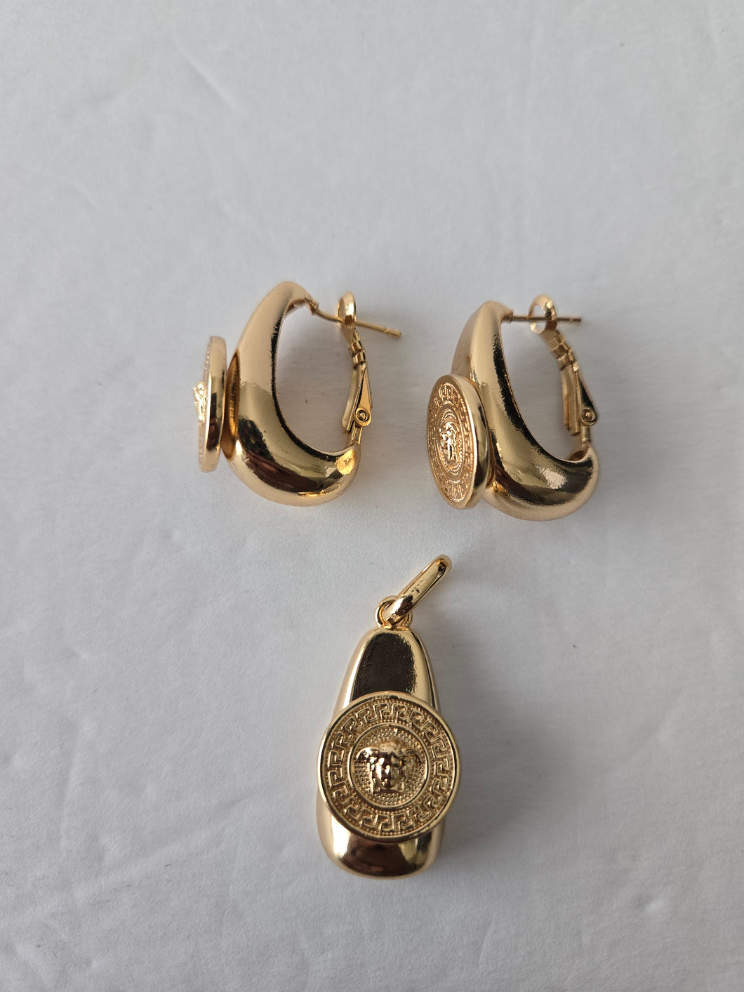 18K Italian Gold Plated Earring and Pendant